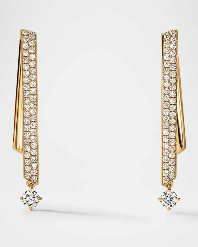 18K Yellow Gold Inside Out Diamond Flip Petite Drop Earrings